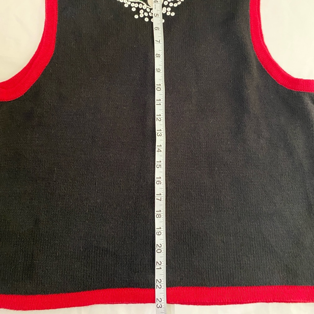 KIM ROGERS Black Sequin Embellished Embroidered Snowman Ugly Sweater Vest PXL - Picture 6 of 6